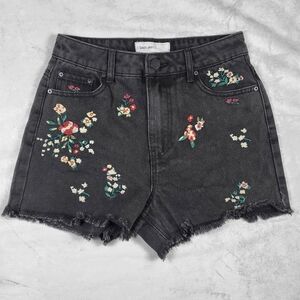 BANJARA Embroidered Black Denim Women's Shorts